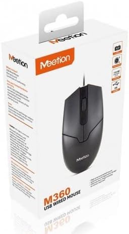 MEETION MT-M360 USB Wired Mouse Black with High Precision, Smooth Anti-Skid Scroller, 1000 DPI Optical Sensor, Symmetrical & Ergonomic Design, Plug & Play, Compatible with XP/Vista/7/8/10/11 MAC OS