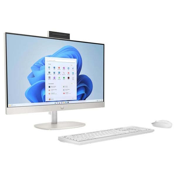 HP All-in-One (2024) Desktop – AMD Ryzen 7-7730U / 23.8inch FHD / 512GB SSD / 16GB RAM / Shared AMD Radeon Graphics / Windows 11 Home / English & Arabic Keyboard / Shell White / Middle East Version – [24-CR0013NE]